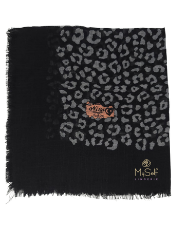 Lizi Headwear Black Cheetah Square Scarf with Light Non Slip Grip myselflingerie.com